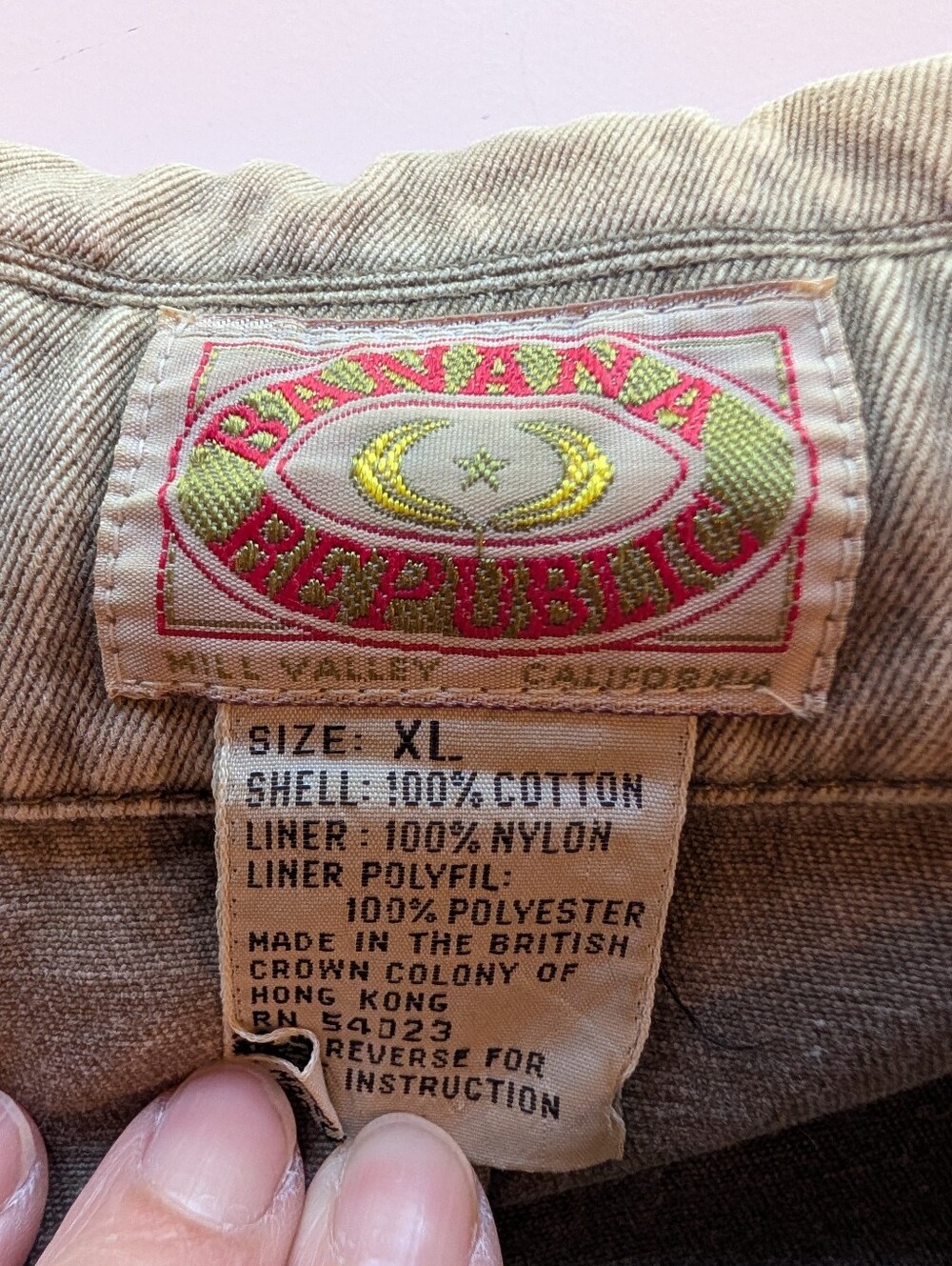 VINTAGE Banana Republic 80s Military Style Field Coat Heavy Cotton Denim XL - Picture 3 of 9